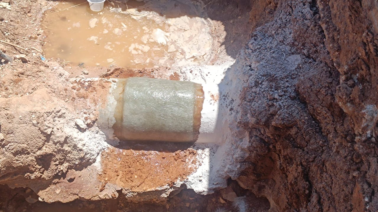 إصلاح خط GRP المغذي للخط PL2.2.3.5 في مشروع ري سهول حلب الجنوبية